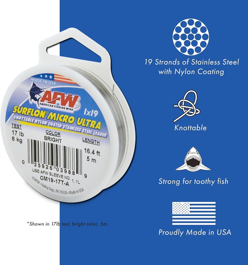 American Fishing Wire Surflon Micro Supreme 7x7 Stainless Steel Leader Wire - 20 lb Test, Camo, 16.4 ft - Image 2